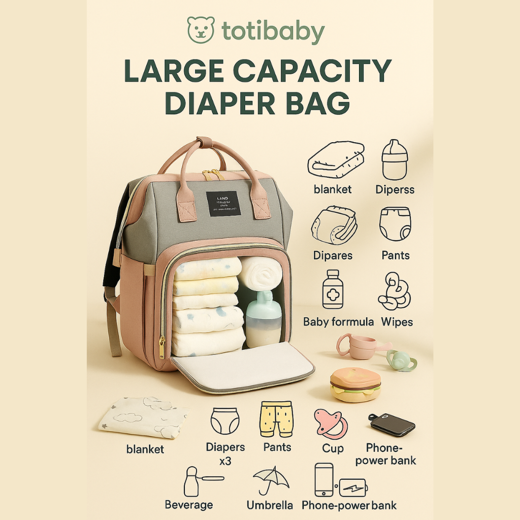 Sac à Langer Grand Format - Pratique et Fonctionnel - Totibaby